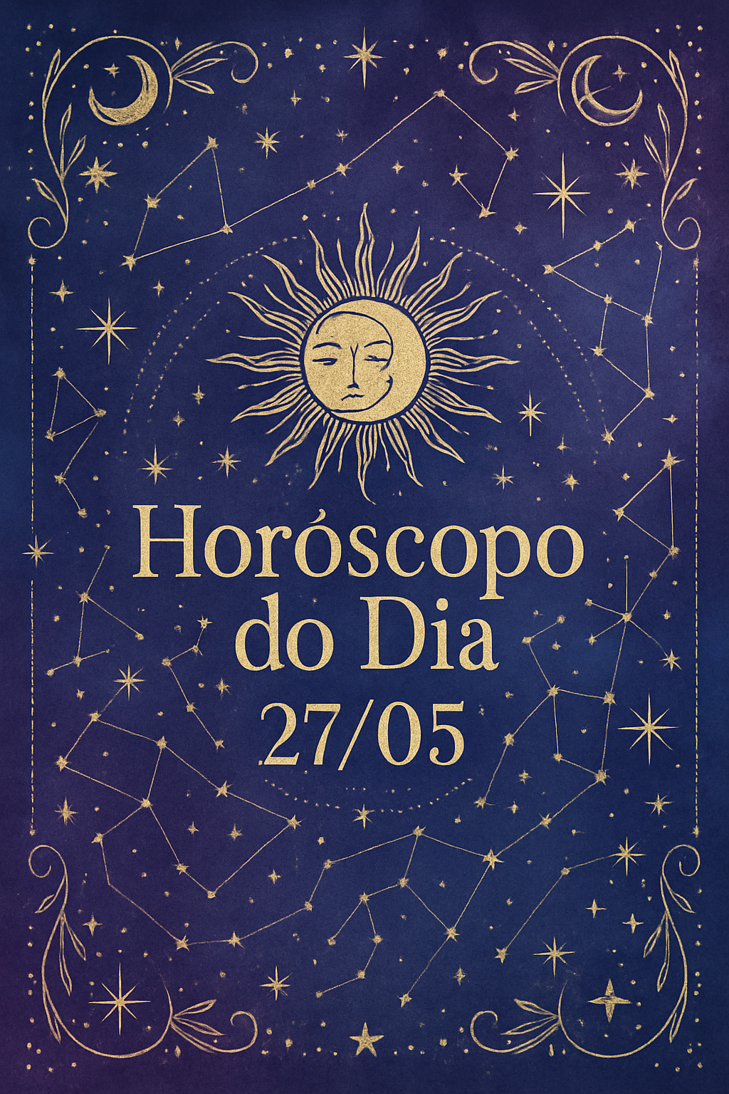 Horóscopo do Dia 27/05, imagem mística com tons de roxo e azul.