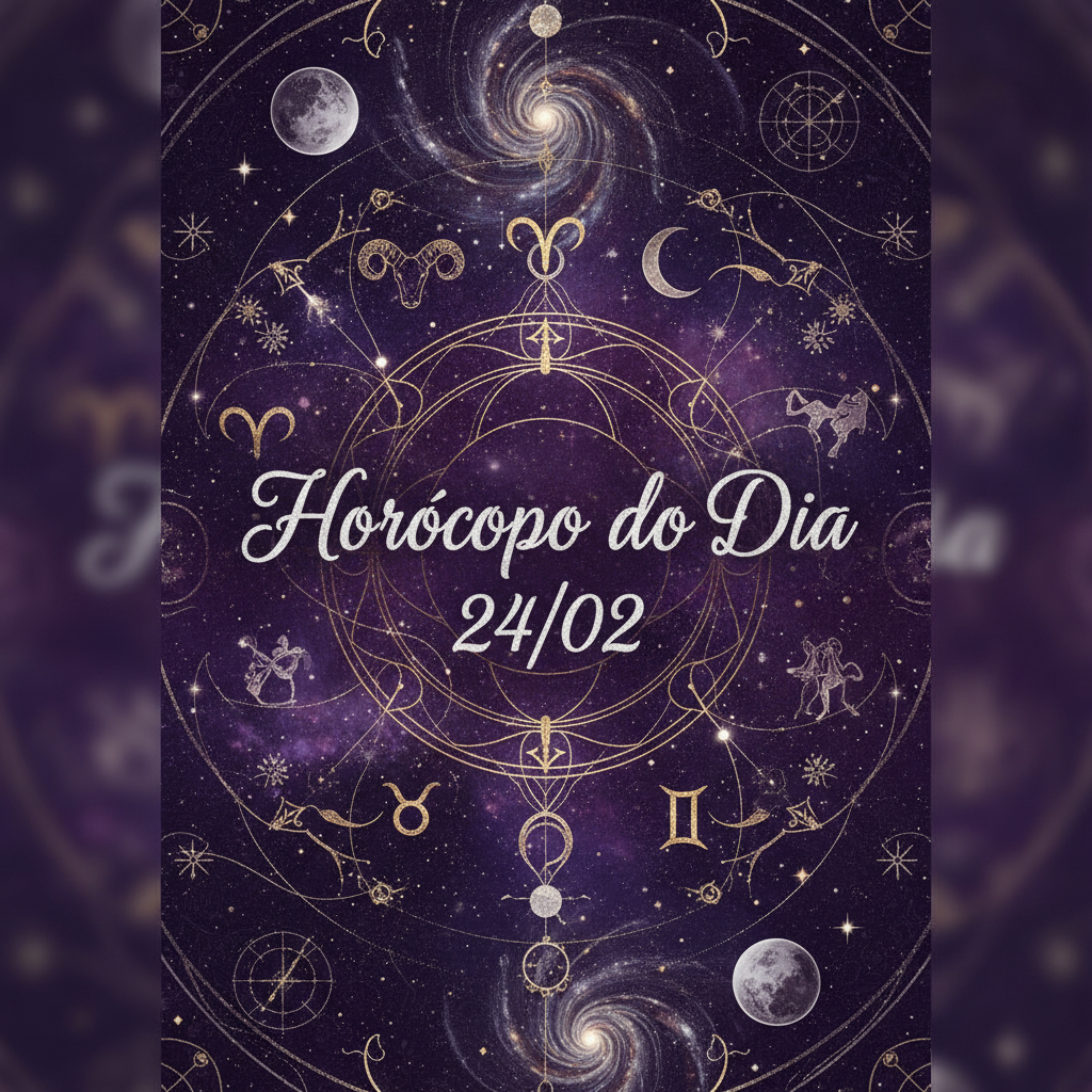 Imagem mística com texto Horóscopo do Dia 24/02