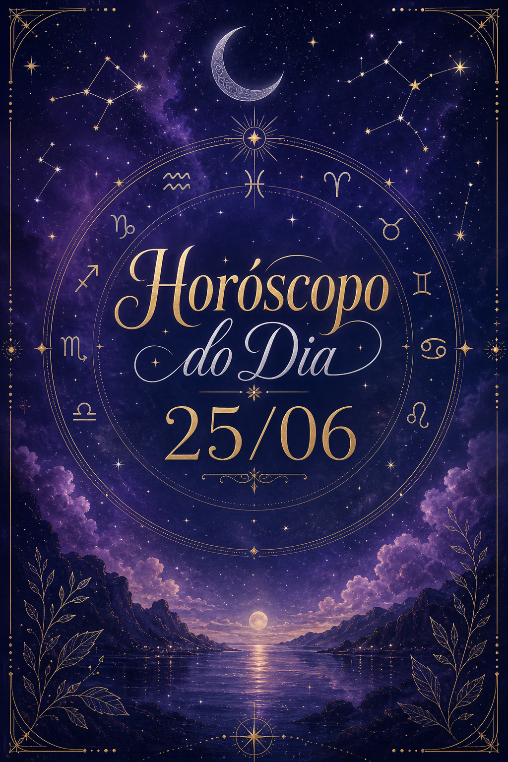 Horóscopo do Dia 25/06 - Imagem mística com tons de roxo e azul