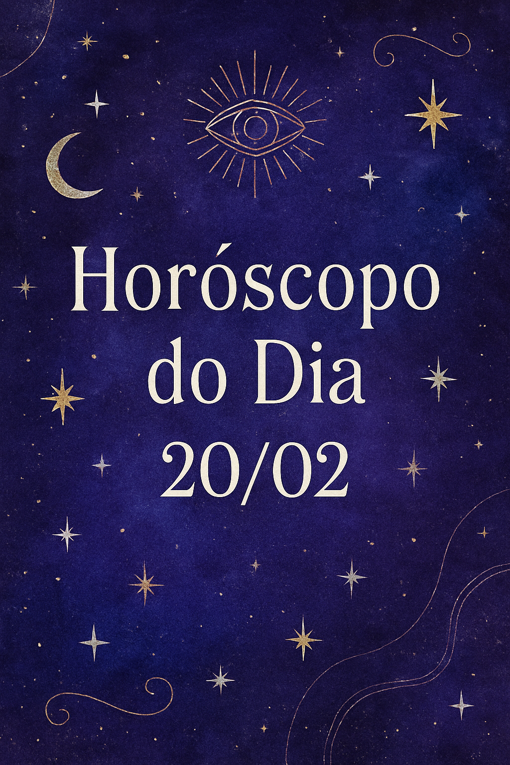 Horóscopo do Dia 20/02 - Estética mística em tons roxos e azuis com detalhes dourados