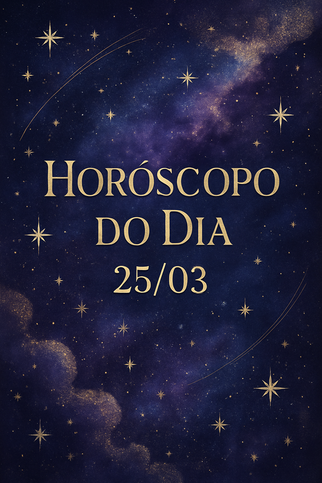 Horóscopo do Dia 25/03 com estética mística roxa e azul